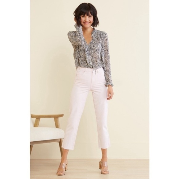 Free People Lela Blouse XS Floral Smocked Semi Sheer Cottagecore Boho Prairie - Picture 5 of 16